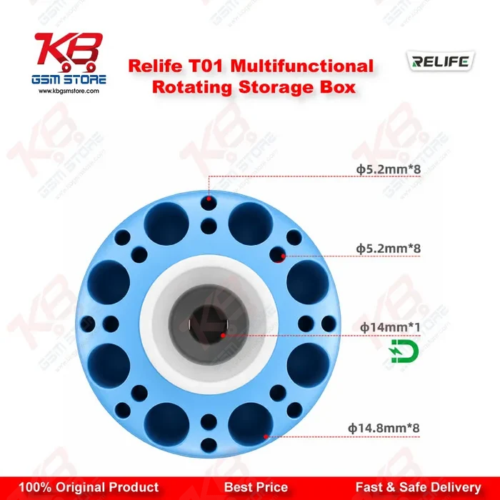 RELIFE T01 Multifunctional 360° Rotating Storage Box – 25 Hole Screwdriver & Tool Organizer