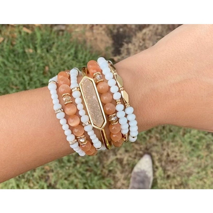 RETAIL $40 Kinsley Armelle Stacked Collection Ashen Bracelet Set*NEW 4 bracelets