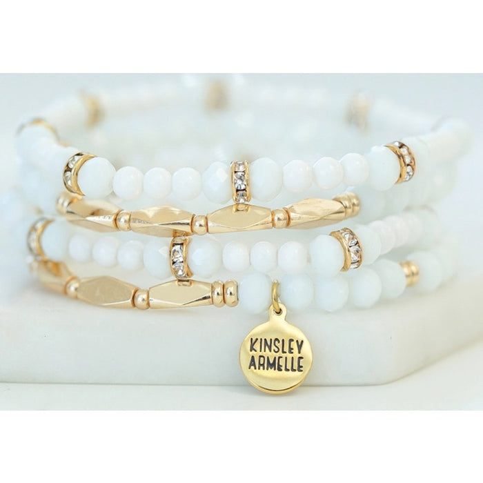 RETAIL $40 Kinsley Armelle Stacked Collection Ashen Bracelet Set*NEW 4 bracelets