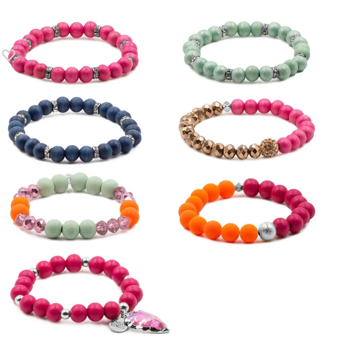 RETAIL $65 Kinsley Armelle Silver Helios Bracelet Stack*Silver*7 bracelet set!