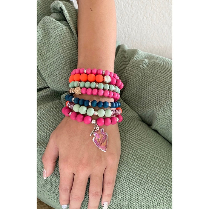 RETAIL $65 Kinsley Armelle Silver Helios Bracelet Stack*Silver*7 bracelet set!