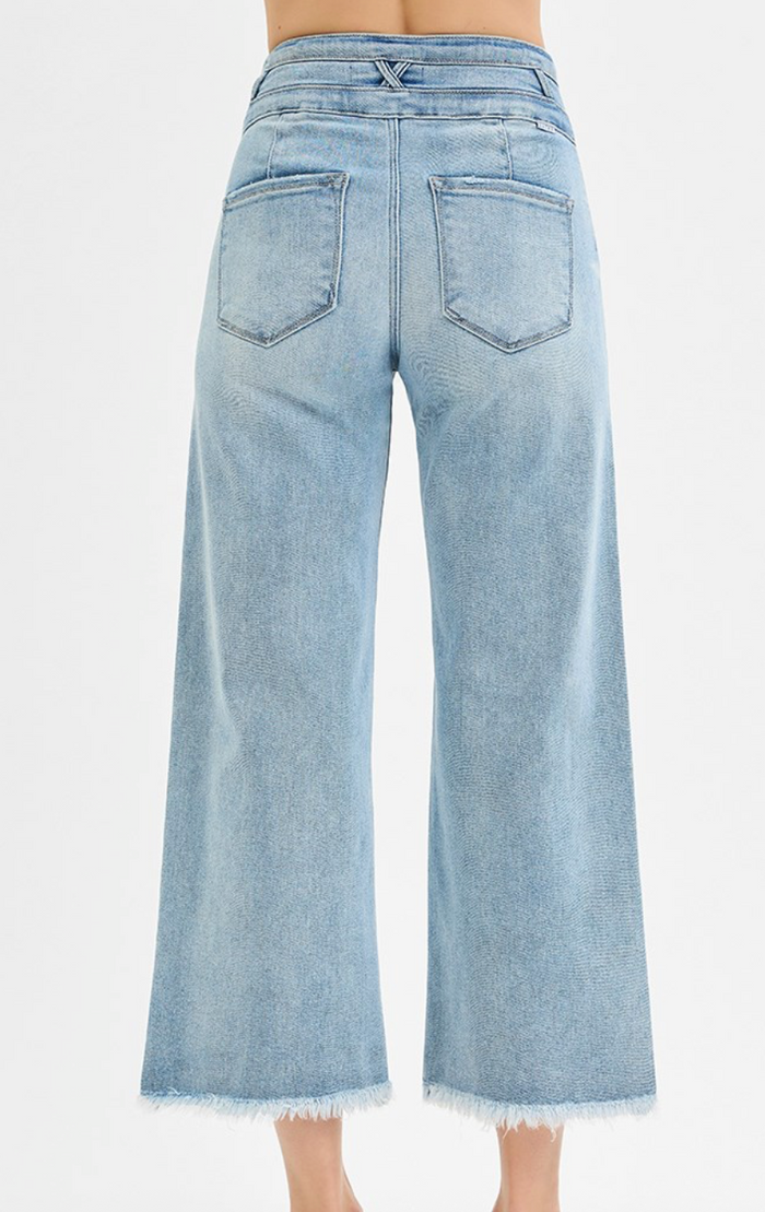 Risen - High Rise Double Band Crop Jean - Light Wash