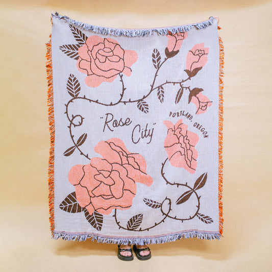 Rose City Cotton Throw Blanket