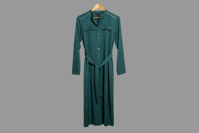 Saint + Sofia green snakeskin shirt dress - UK SIZE 12