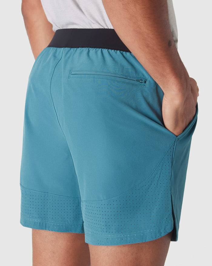 Sapphire 7 Active Training Short with black waistband and pockets.