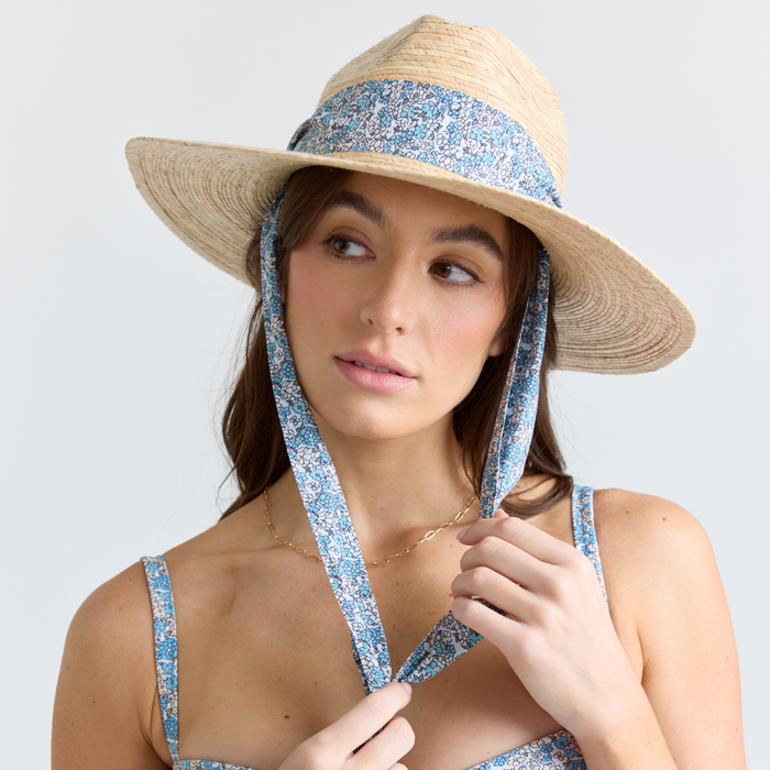 sarah bray bermuda women's wildflower sun hat with original slate floral ribbon