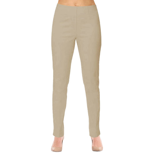 "Sasha" Pull-On Straight Leg Pant in Light Taupe - SASH-LTP