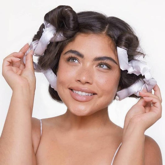 Satin Heatless Pillow Rollers 6pc-Soft Marble