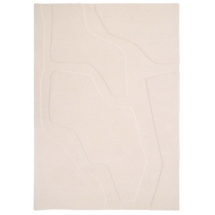 Sculptured Wool Rug Formation Cream. 100% wool rug with a carved geometric design.