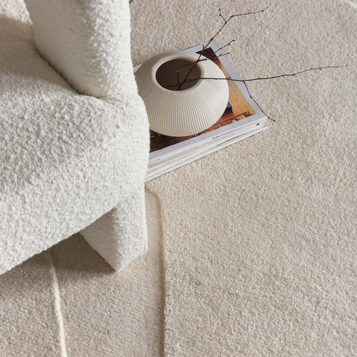 Sculptured Wool Rug Formation Cream. 100% wool rug with a carved geometric design.