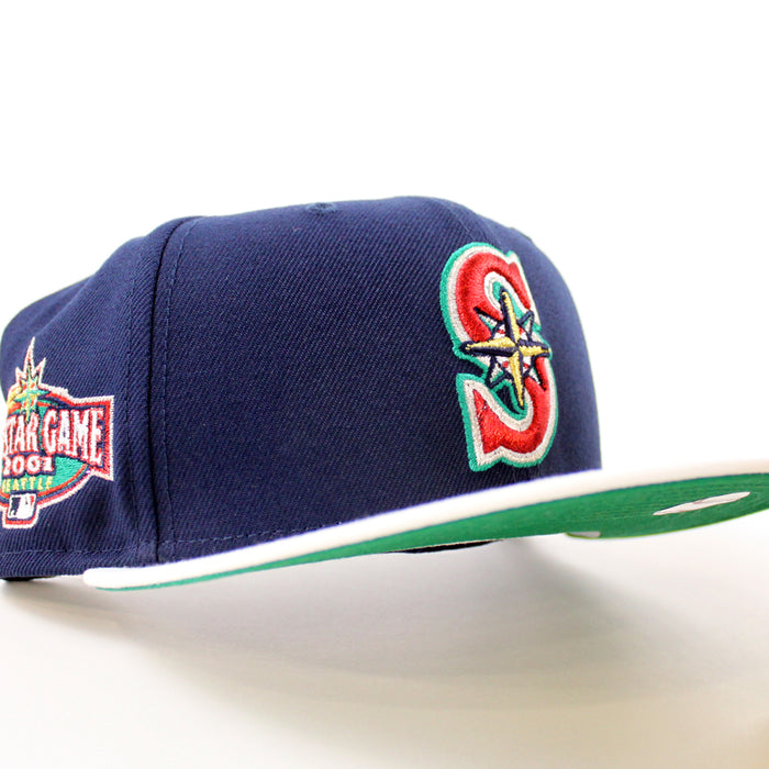 Seattle Mariners 2001 All Star Game New Era 59Fifty Fitted Hat (Oceanside Blue Snow White Green Under Brim)