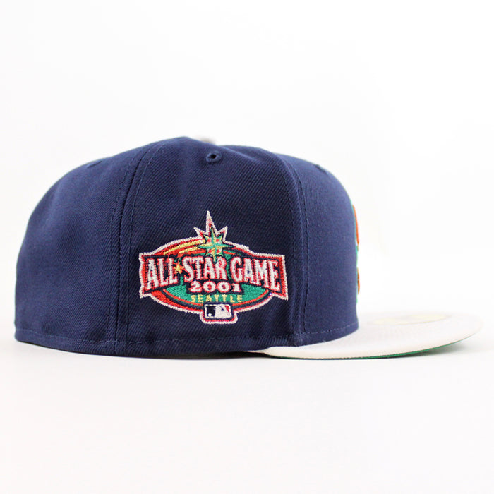 Seattle Mariners 2001 All Star Game New Era 59Fifty Fitted Hat (Oceanside Blue Snow White Green Under Brim)
