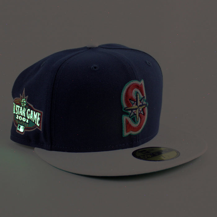 Seattle Mariners 2001 All Star Game New Era 59Fifty Fitted Hat (Oceanside Blue Snow White Green Under Brim)