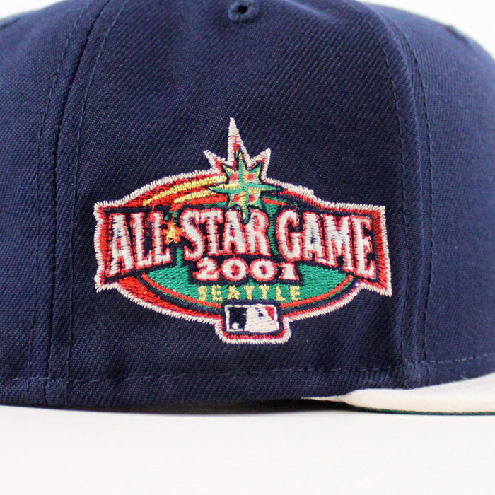 Seattle Mariners 2001 All Star Game New Era 59Fifty Fitted Hat (Oceanside Blue Snow White Green Under Brim)