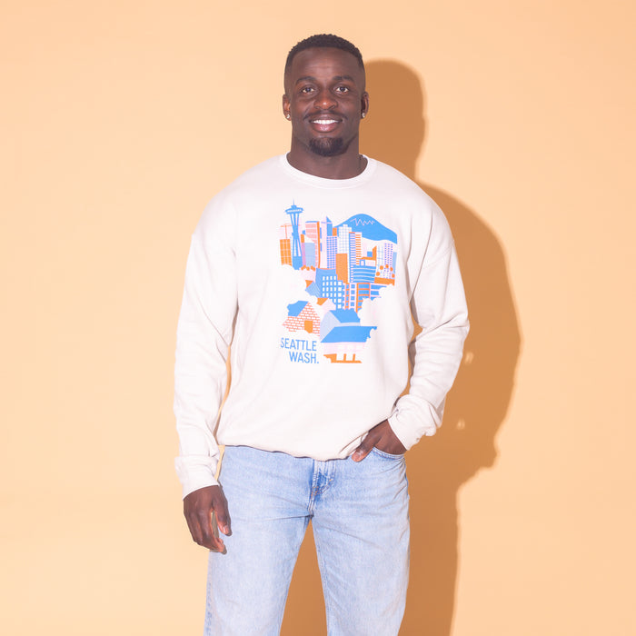 Seattle Skyline Crew Sweatshirt (Natural)