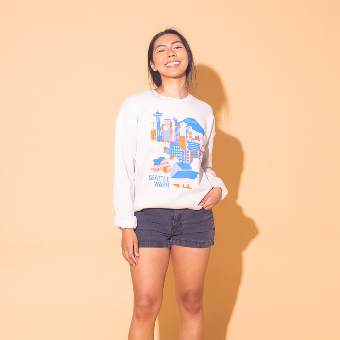 Seattle Skyline Crew Sweatshirt (Natural)