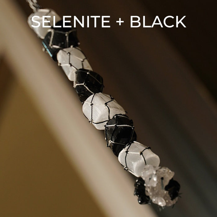 Selenite + Black Tourmaline Hanger