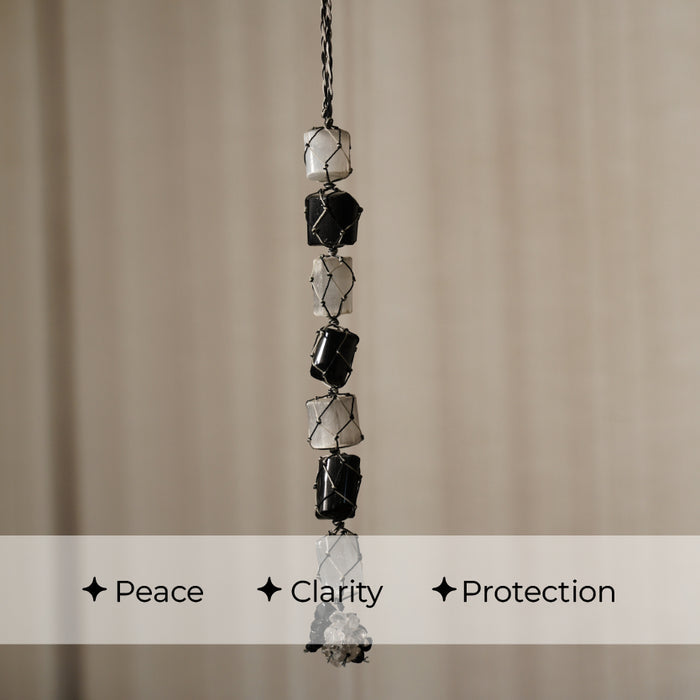 Selenite + Black Tourmaline Hanger