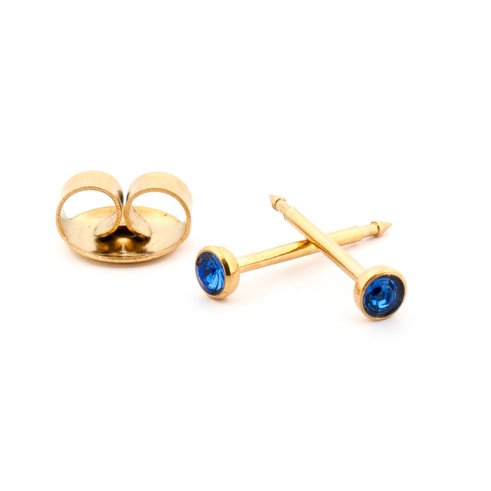 September (Sapphire) Gold Earrings 3 mm Earrings