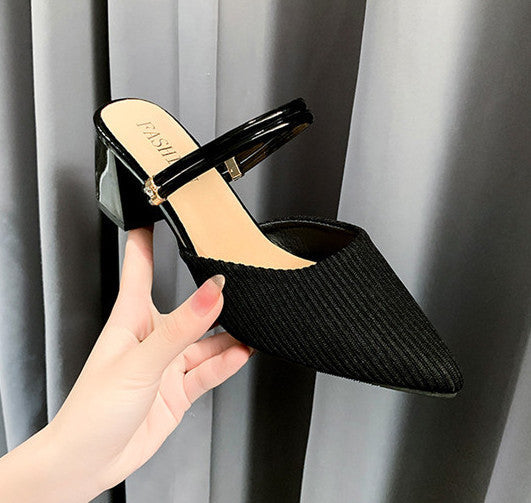 SH445 - Korean Pointed Half Heel Sandals