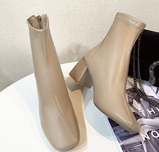 SH451 - Korean Mid Heel Martin Boots