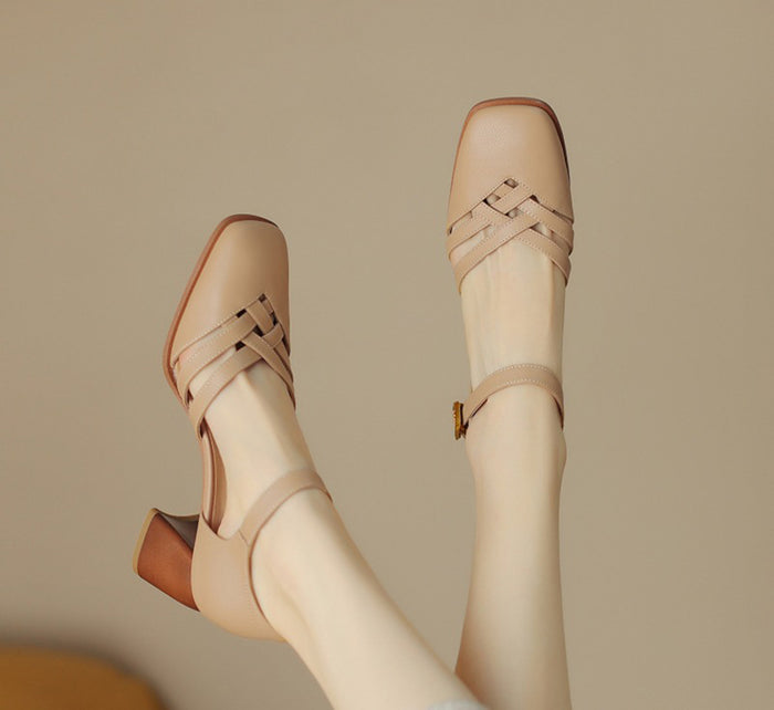 SH456 - French Style Baotou Hollow Shoes