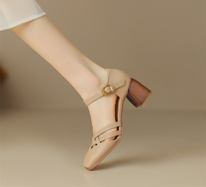 SH456 - French Style Baotou Hollow Shoes