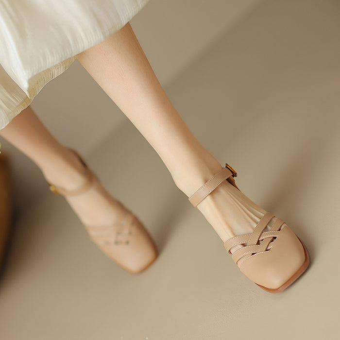 SH456 - French Style Baotou Hollow Shoes
