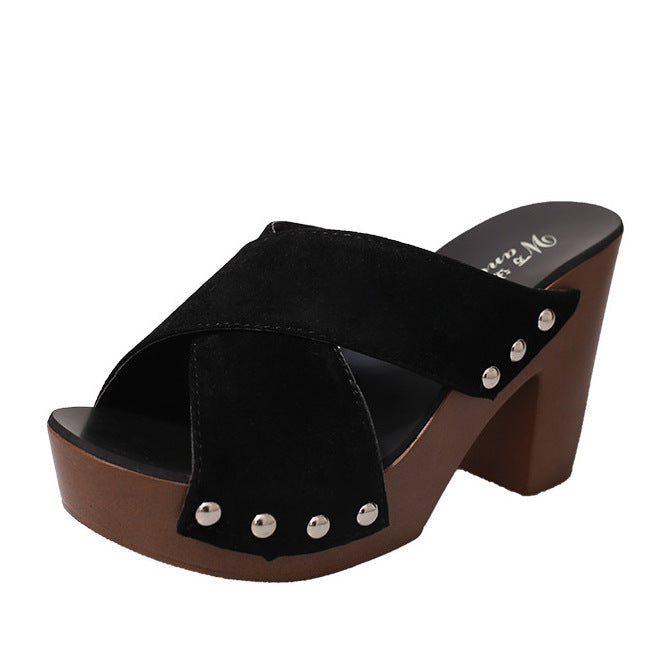SH470 - Rivet cross strap high heel