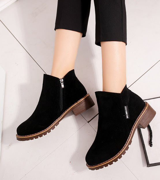 SH472 - Korean Velvet Martin Zipper Boots