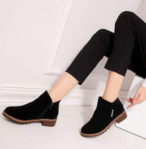SH472 - Korean Velvet Martin Zipper Boots
