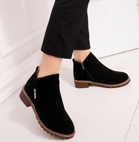 SH472 - Korean Velvet Martin Zipper Boots