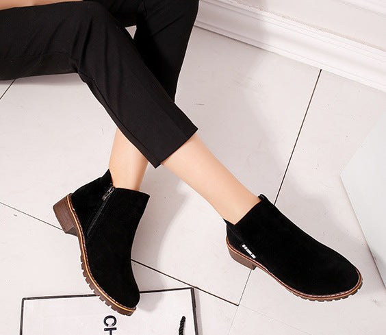 SH472 - Korean Velvet Martin Zipper Boots