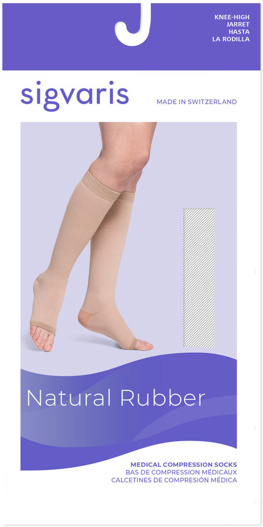 Sigvaris Natural Rubber Knee High, Open Toe 50-60mmHg - Unisex - Foot