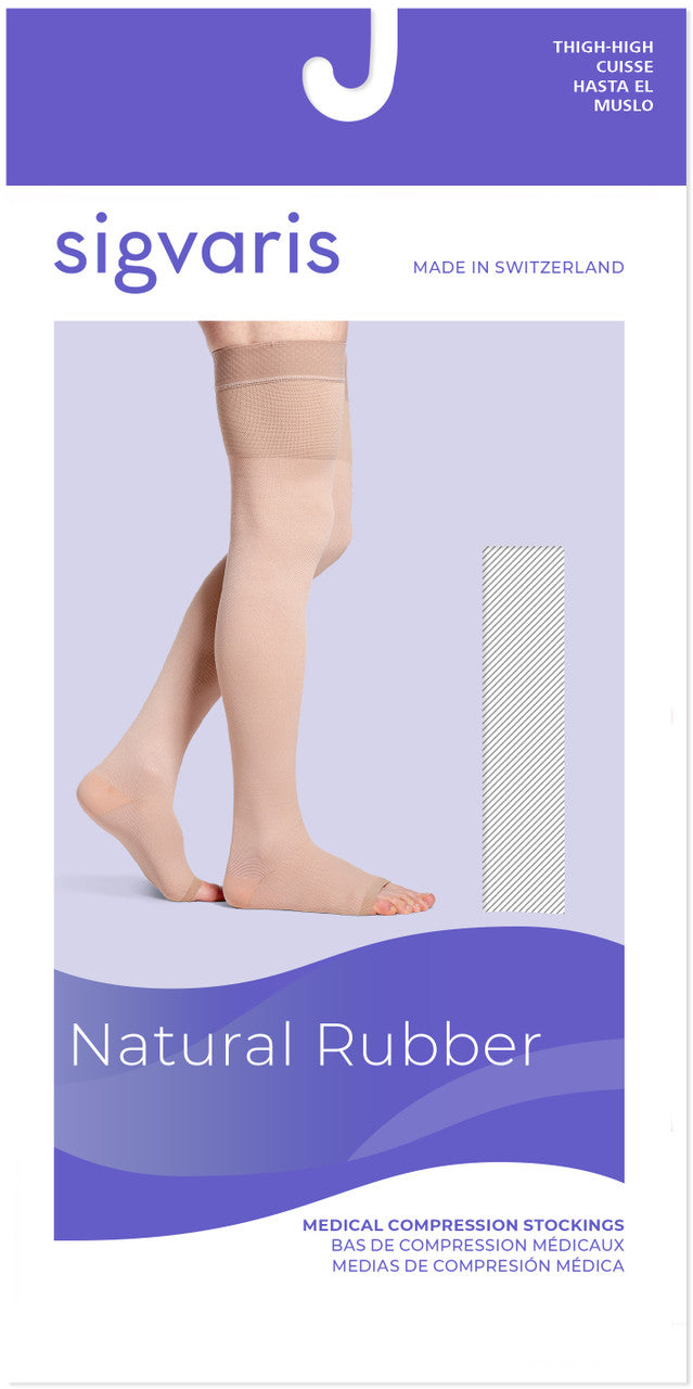Sigvaris Natural Rubber Thigh High, Open Toe 50-60mmHg - Unisex - Foot