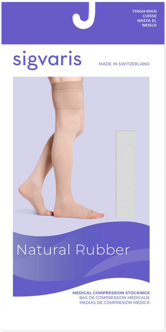 Sigvaris Natural Rubber Thigh High, Open Toe 50-60mmHg - Unisex - Foot