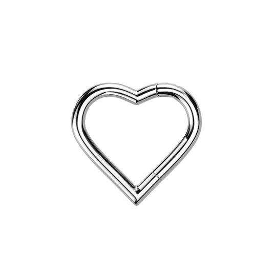 Silver Titanium Hinged Heart 8mm / F-136 Titanium / Silver