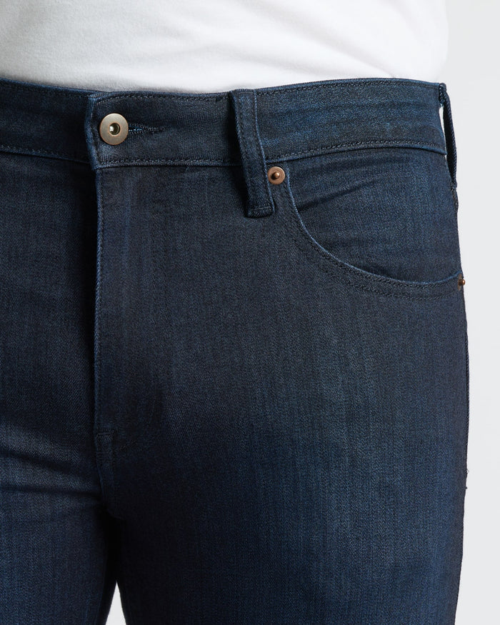 Slim Indigo & Black Comfort Stretch Jeans 2-Pack showcasing waistband and pockets.