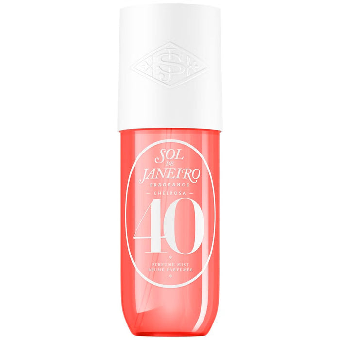 Sol de Janeiro Cheirosa '40 Hair & Body Fragrance Mist in 240ml bottle, with floral and citrus scent, labeled as perfume and cologne.