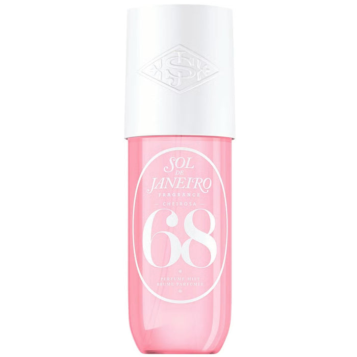 Sol de Janeiro Cheirosa 68 perfume mist in a 240ml spray bottle, featuring a sleek design and floral fragrance.