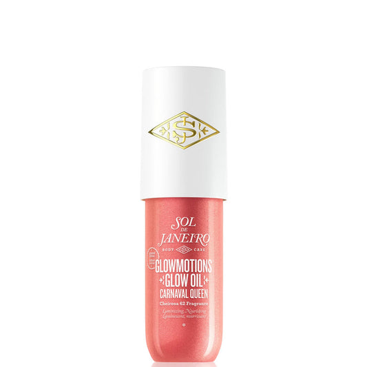 Sol de Janeiro Carnaval Queen Glowmotions Body Oil in 75ml bottle with shimmering finish and tropical fragrance.