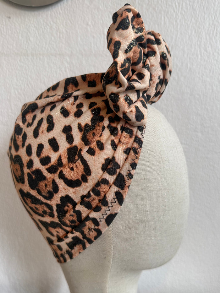 Sparkly leopard print turban