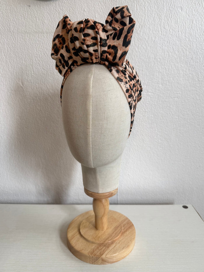 Sparkly leopard print turban