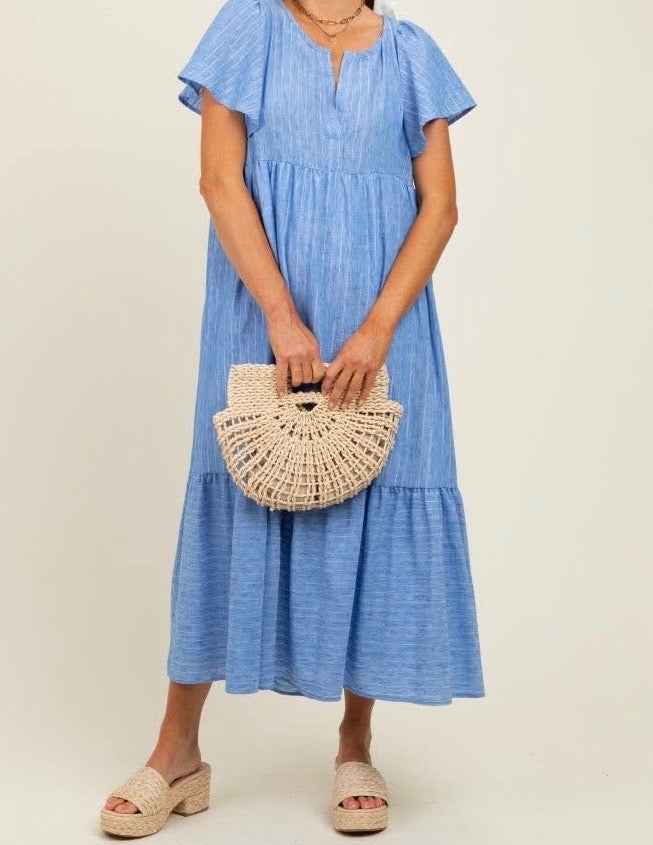Spring Forward Subtle Sparkle Stripe Maxi Dress