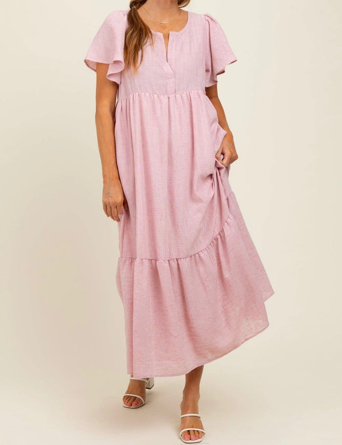 Spring Forward Subtle Sparkle Stripe Maxi Dress