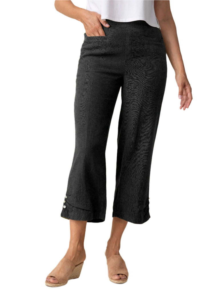 Summer Breeze Button Trim Capri in Black  - 41576-BLK - Size XXL