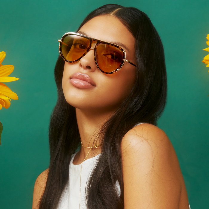 Sunglasses-Ivy Luxe Yellow Tangle-Free Round Aviators