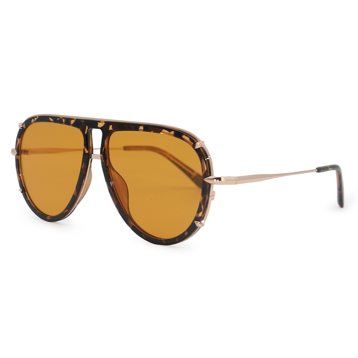 Sunglasses-Ivy Luxe Yellow Tangle-Free Round Aviators
