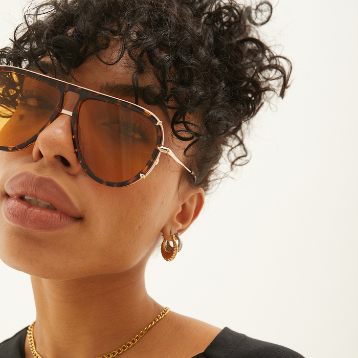 Sunglasses-Ivy Luxe Yellow Tangle-Free Round Aviators