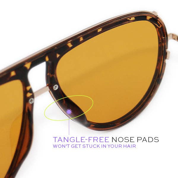 Sunglasses-Ivy Luxe Yellow Tangle-Free Round Aviators